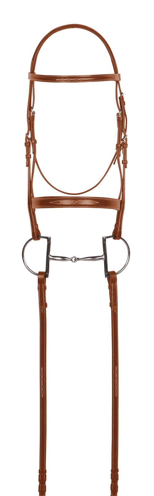 Aramas Fancy Mild Square Raised Bridle w/Fancy Lace Reins - Chestnut