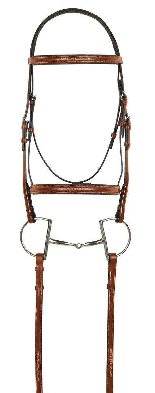 Aramas Fancy Square Raised Padded Bridle w/Fancy Lace Reins - Chestnut