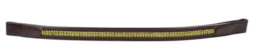 Harmohn Kraft Double Row Lime Crystal Browband - Brown