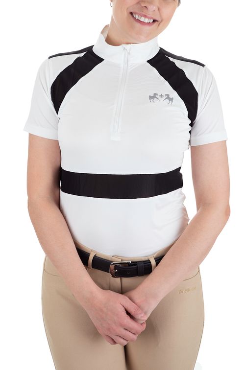 Equine Couture Women's Nicolette Equicool Short Sleeve Show Shirt - White/Black