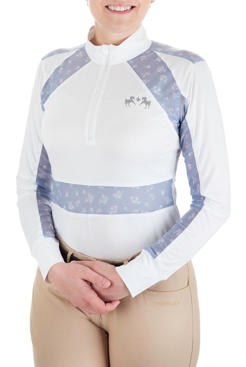 Equine Couture Women's Nicolette Equicool Long Sleeve Show Shirt - White/Floral
