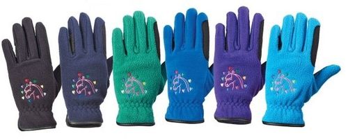 Equistar Kids' Horse n Heart Fleece Gloves - Royal