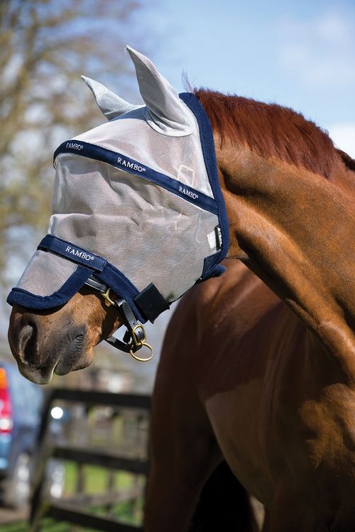 Rambo Fly Mask Plus - Silver/Navy