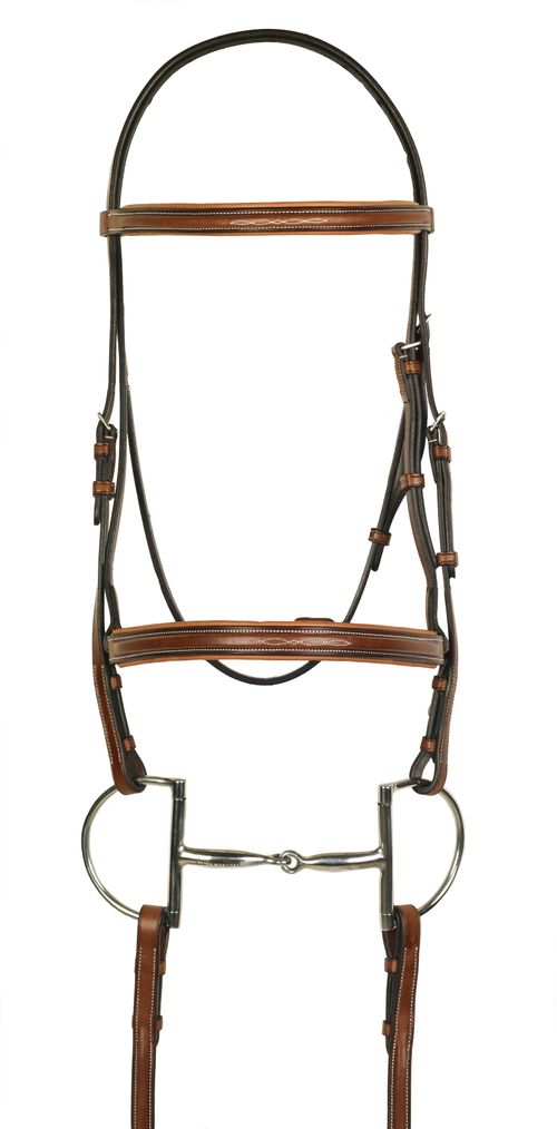 Paris Tack Square Raised Padded Crown Bridle With Flash & Reins - Full & Cob Sizes Available