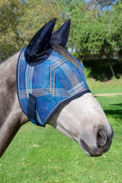 Kensington Signature Fly Mask w/Web Trim, Ears and Forelock Hole - Kentucky Blue