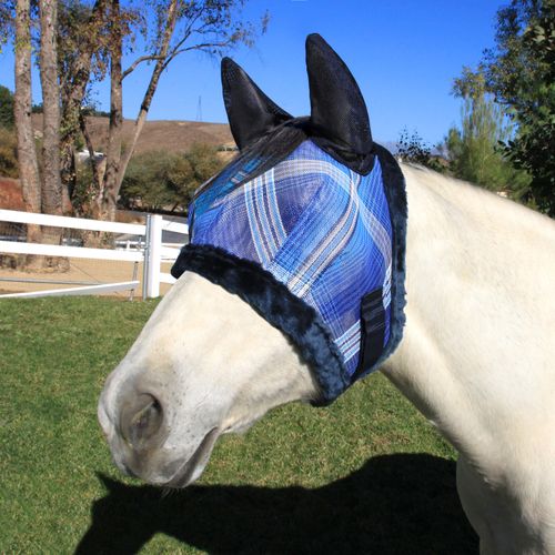 Kensington Signature Fly Mask w/Fleece,Ears and Forelock Hole - Kentucky Blue