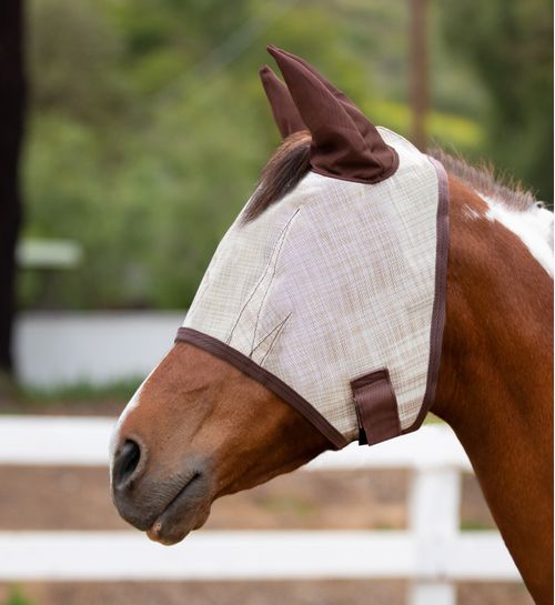 Kensington Signature Fly Mask w/Web Trim, Ears and Forelock Hole - Desert Sand