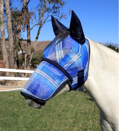 Kensington Signature Fly Mask w/Nose, Ears and Forelock Hole - Kentucky Blue