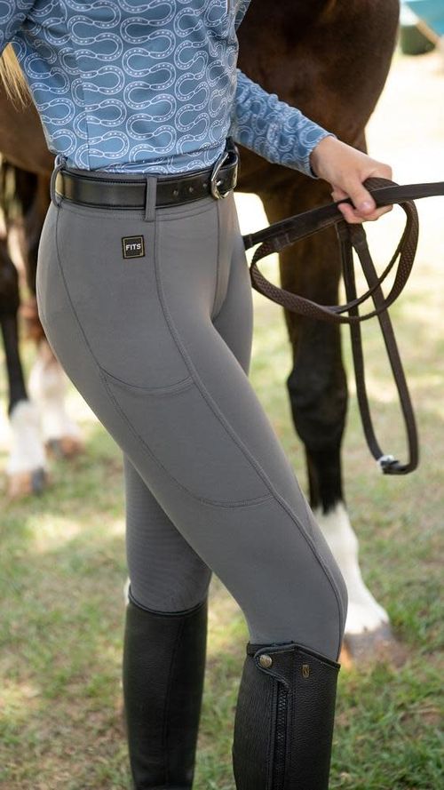 FITS Women's TechTread 2 Pocket Full Seat Pull On Breeches - Ash