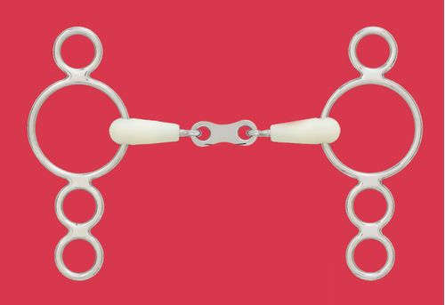 Happy Mouth Bits French Link 3-Ring Gag - Stainless Steel