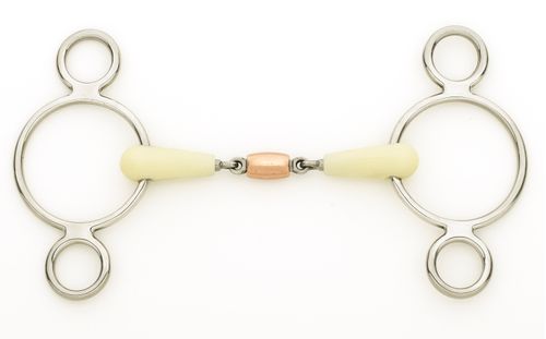 Happy Mouth Bits Double Jointed Copper Roller 2-Ring Gag