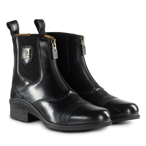 B Vertigo Women's Saturn Front Zip Leather Paddock Boots - Black
