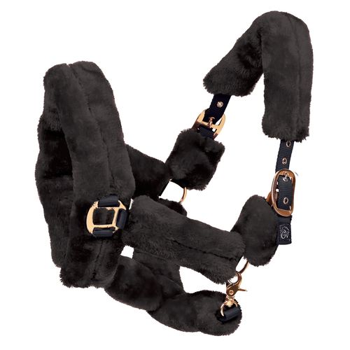 Ovation Rose Gold Fleece Shipping Halter - Black