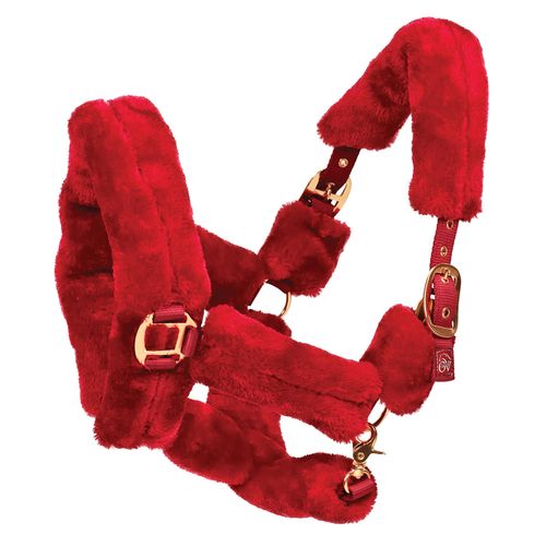 Ovation Rose Gold Fleece Shipping Halter - Burgundy