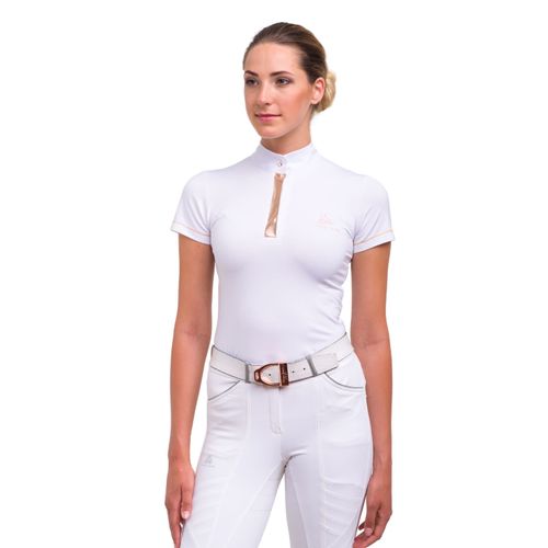 Cavalliera Women's Rose Gold Short Sleeve Show Shirt - White