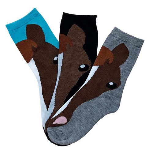 Kelley and Company Women's Horse Face Crew Socks 3 Pack - MultiColor