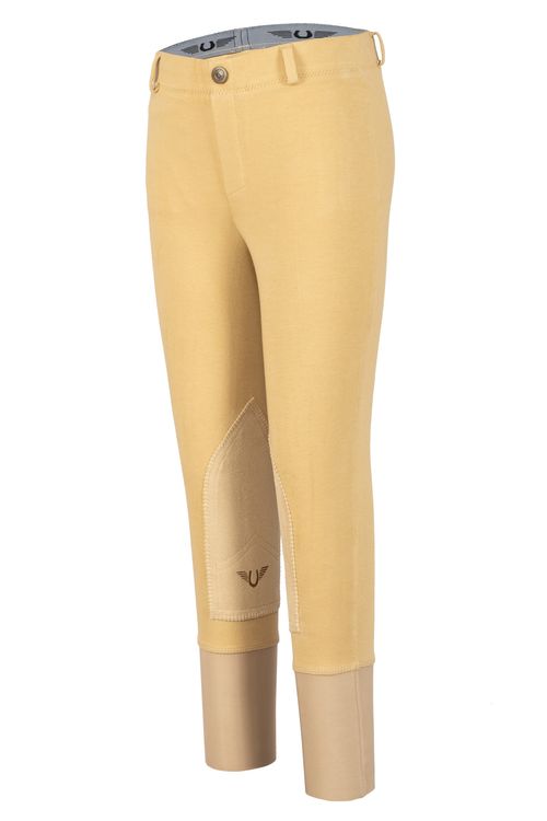 TuffRider Kids' Cotton Pull-On Knee Patch Breeches - Light Tan