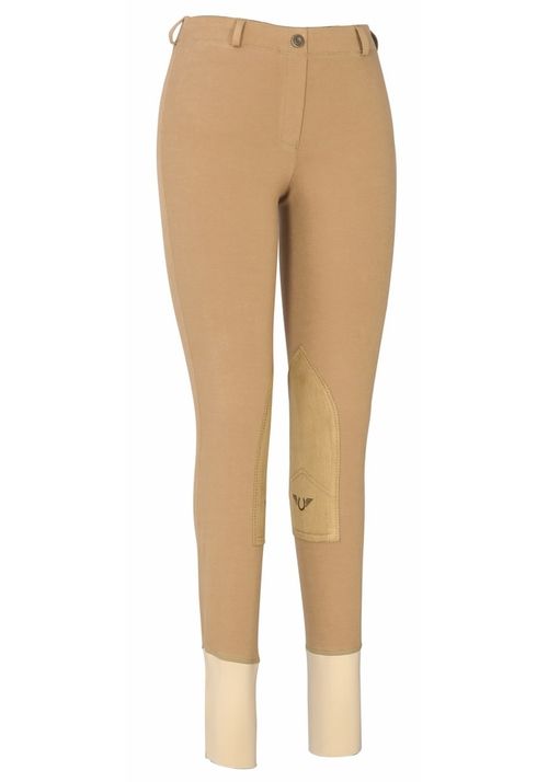 TuffRider Women's Cotton Lowrise Pull-On Knee Patch Breeches - Sand