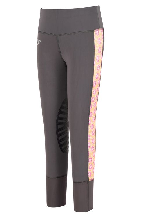 TuffRider Kids' Athena EquiCool Riding Tights - Charcoal/Orange