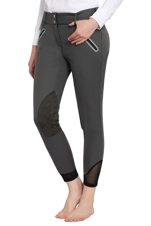 TuffRider Women's Yeti Soft Shell Knee Patch Breeches - Charcoal
