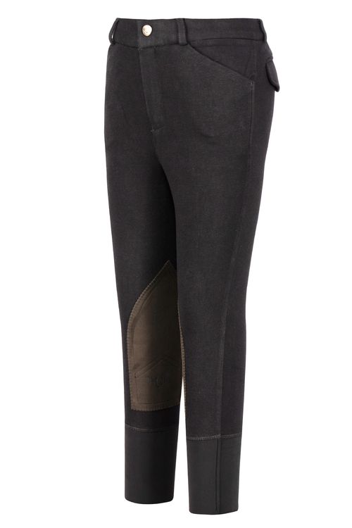 TuffRider Kids' Boys Patrol Light Knee Patch Breeches - Black