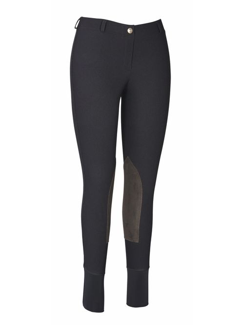 TuffRider Women's Ribb Lowrise Pull-On Knee Patch Breeches - Black