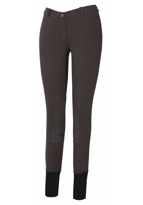TuffRider Women's Starter Lowrise Pull-On Knee Patch Breeches - Dark Charcoal