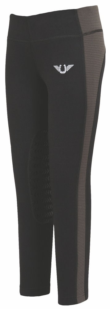 TuffRider Kids' Ventilated Schooling Riding Tights - Black/Charcoal