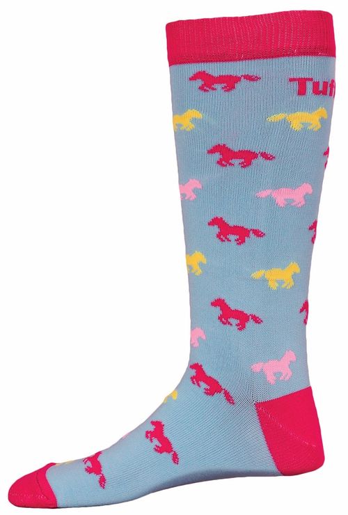 TuffRider Kids' Neon Pony Socks - Neon Blue