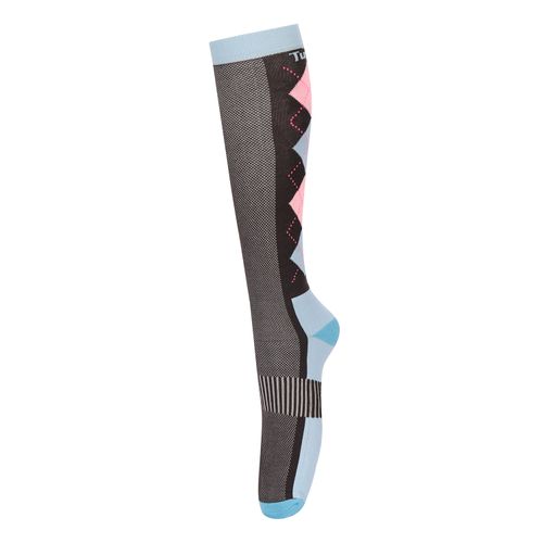 TuffRider Neon Ventilated Argyle Socks - Neon Blue