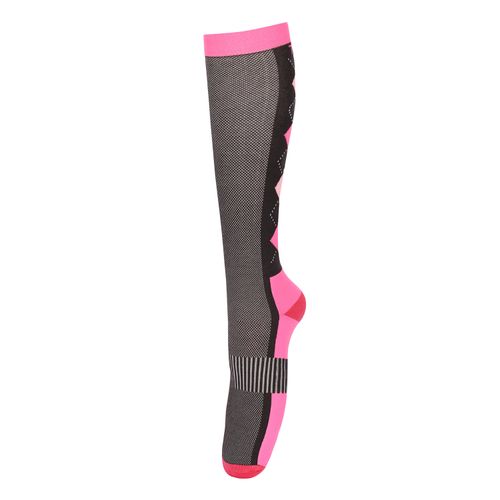 TuffRider Neon Ventilated Argyle Socks - Neon Pink