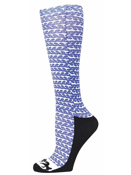 Equine Couture Women's Wave Padded Knee Hi Boot Socks - Baja Blue