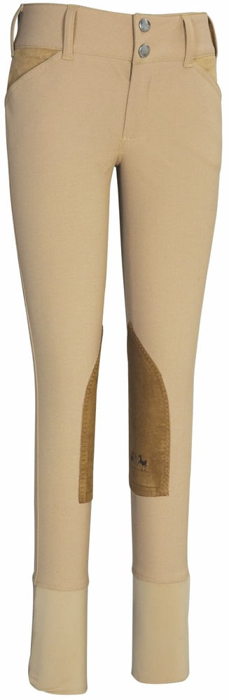 Equine Couture Kids' Coolmax Champion Knee Patch Breeches - Safari/Taupe