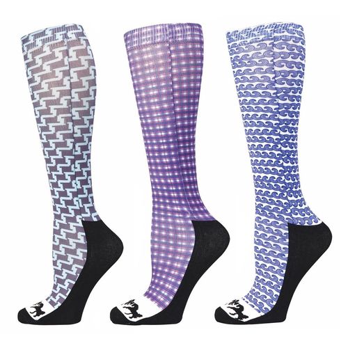 Equine Couture Women's Lola Padded Knee Hi Boot Socks - Blue Glass/EC Navy/Baja Blue