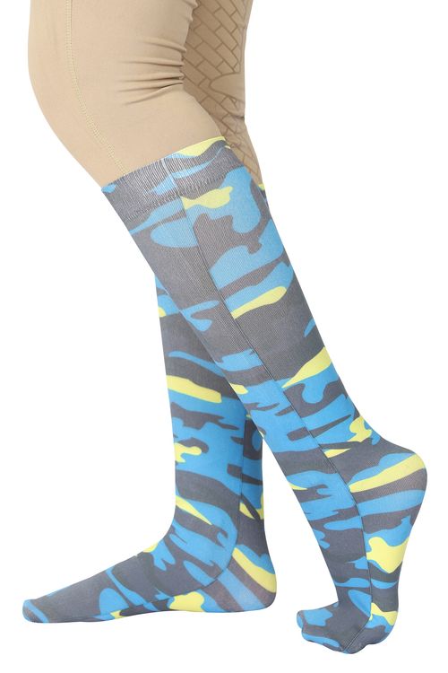 TuffRider Camo Boot Socks - Blue/Yellow/Black