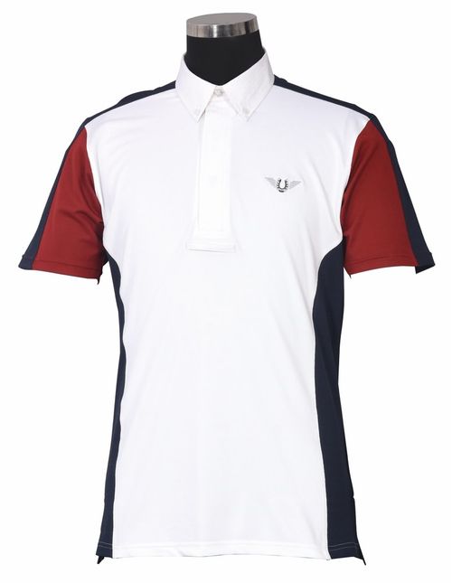 TuffRider Men's Dennison Short Sleeve Show Shirt - White/EC Navy/EC Red