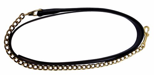 Henri de Rivel Pro Collection Leather Lead w/24" Solid Brass Chain - Black