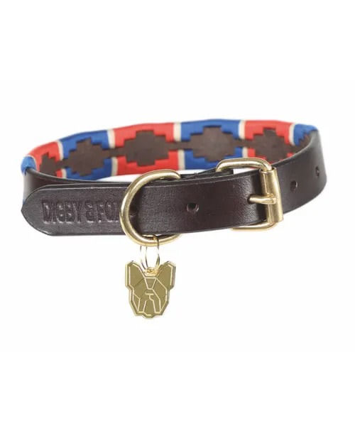 Digby & Fox Drover Polo Dog Collar - Navy/Red