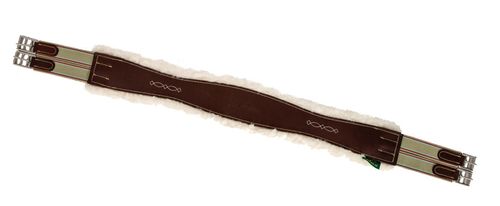 M. Toulouse Shaped Leather Girth w/Sheepskin Lining - Chocolate