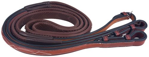 M. Toulouse Platinum Raised Rubber Reins - Cognac