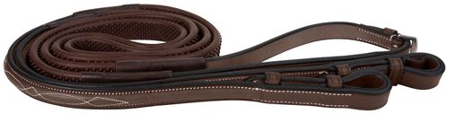 M. Toulouse Platinum Raised Rubber Reins - Chocolate