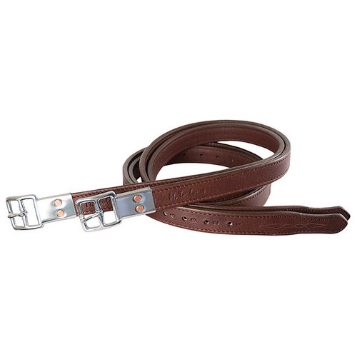 M. Toulouse Platinum Double Leather Stirrup Leathers - Chocolate/Chocolate