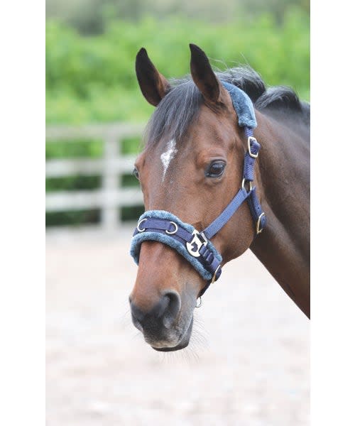 Shires Fleece Lined Lunge Cavesson - Navy
