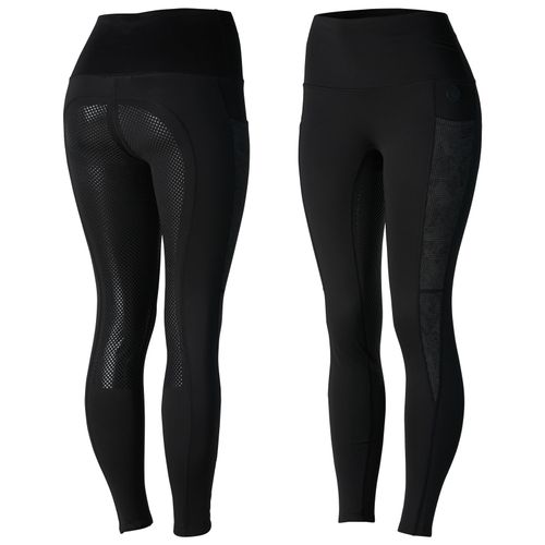 Horze Women's Ramona Reflective High Waist Winter Riding Tights - Black