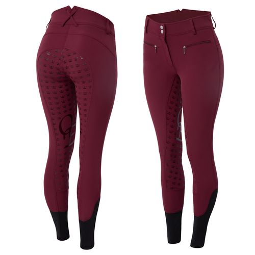 Horze Women's Melody High Waist Micro Silicone Full Seat Breeches - Cordovan Red