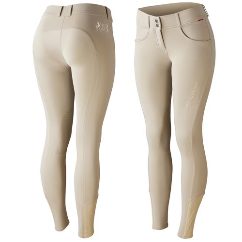 Horze Women's Meghan Silicone Knee Patch Breeches - Plaza Taupe Light Brown/Plaza Taupe Light Brown