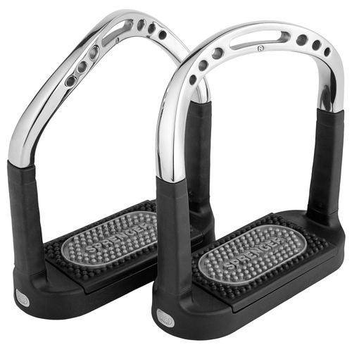 Herm Sprenger Flexcite Stirrups - Stainless Steel/Grey/Black Pad