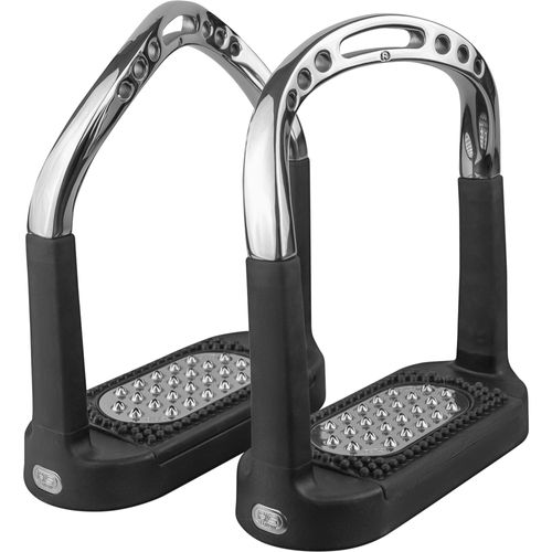 Herm Sprenger Flexcite Grip Stirrups - Stainless Steel/Metal Pad