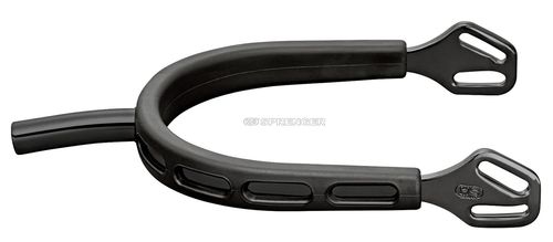 Herm Sprenger 25mm Flat Neck Ultra Fit Extra Grip Spurs - Black Stainless/Black Grip