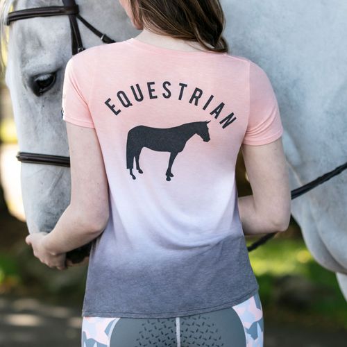 Irideon Women's Dip Dye Equestrian Swing Tee - Radiant Peach